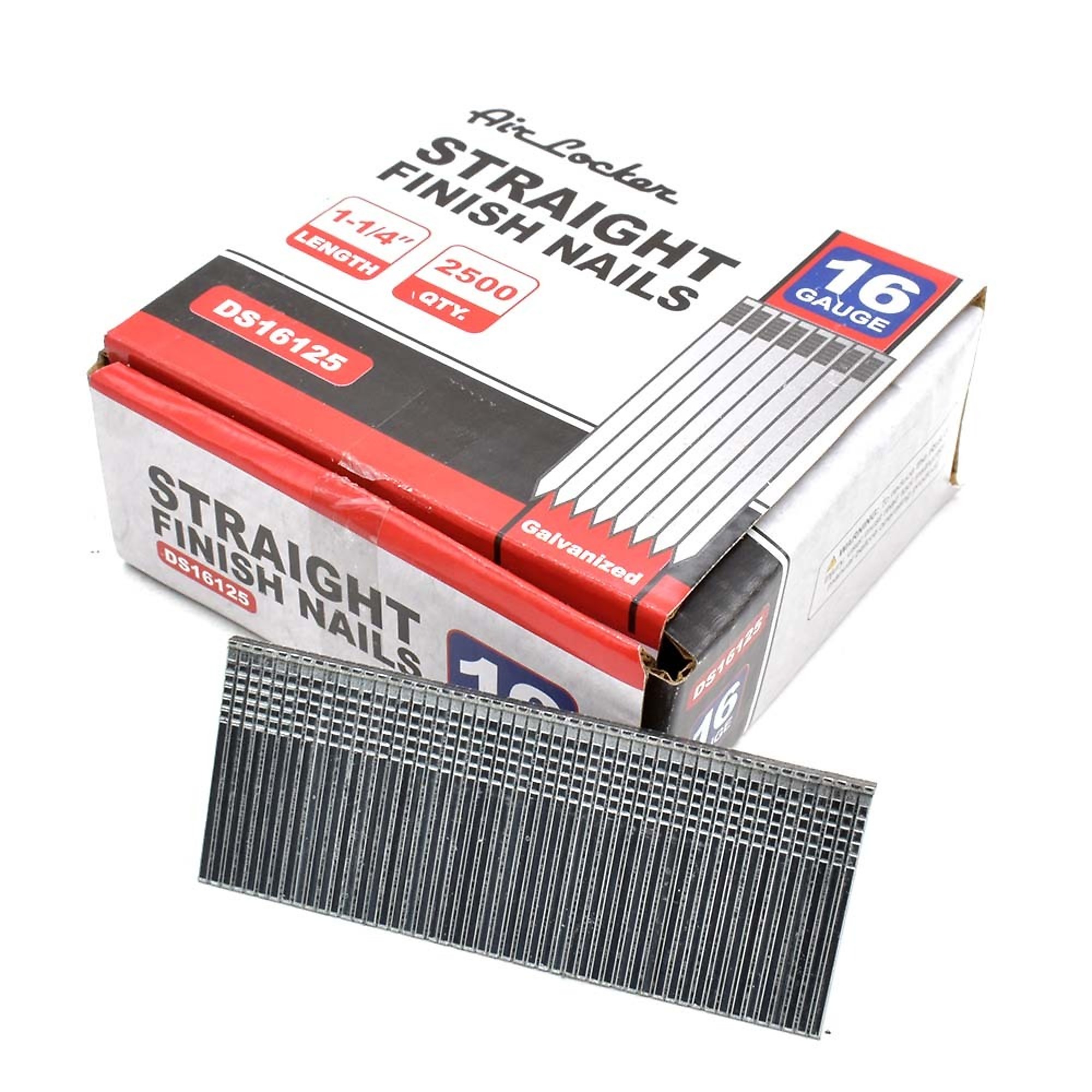 Air Locker DS16125 16 Gauge Straight Finish Nails - 1-1/4 Inch (2500 / Pack)